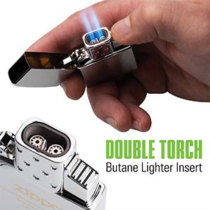double torch, butane, blue flame, reusable, refillable, zippo, zippo lighter, thunderbird,