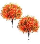 DTNESS 2 Pack 27.5" Artificial Topiary Fall Flowers w/Stake for Fall Decor | 18in Wide Faux Flora...