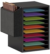 Unionly, Office Mail Sorter, Wooden Paper Organizer With Storage Bag, 10 Tier Adjustable Classroo...