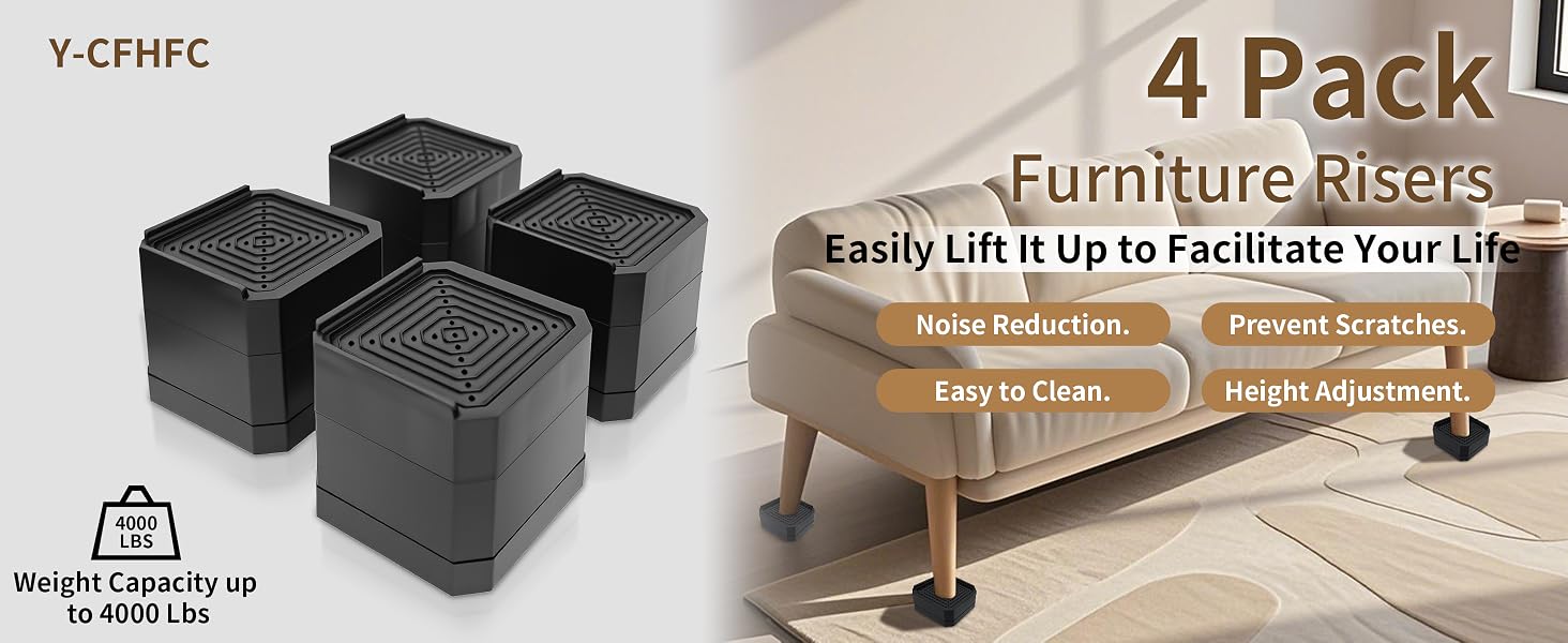 4 Pack Bed Risers Heavy Duty