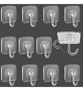 TocTen Adhesive Hook, 12 Pack Hold 30lb(Max) Heavy Duty Sticky Hooks, Damage Free Self-Adhesive T...