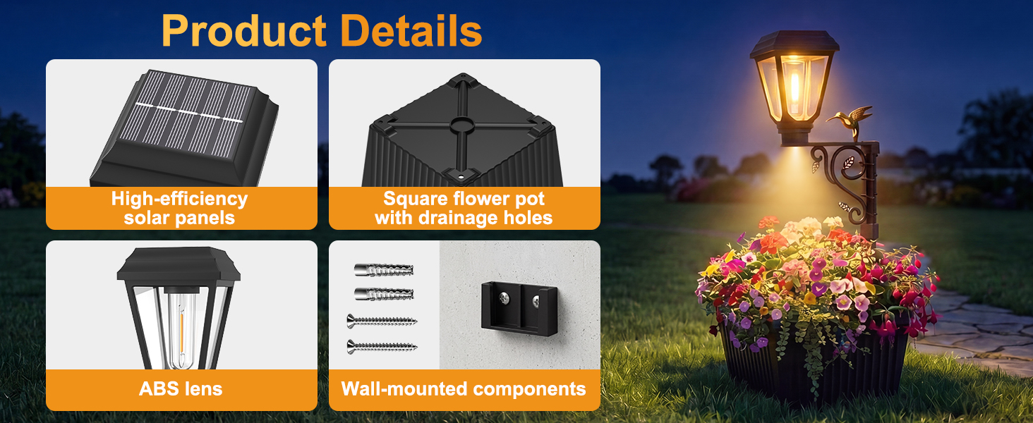 Solar Lamp Post with Planter
