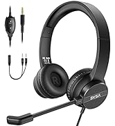 Headsets with Microphone for Laptop, 3.5mm Wired Computer Headset Super-Lightweight Noise Cancell...