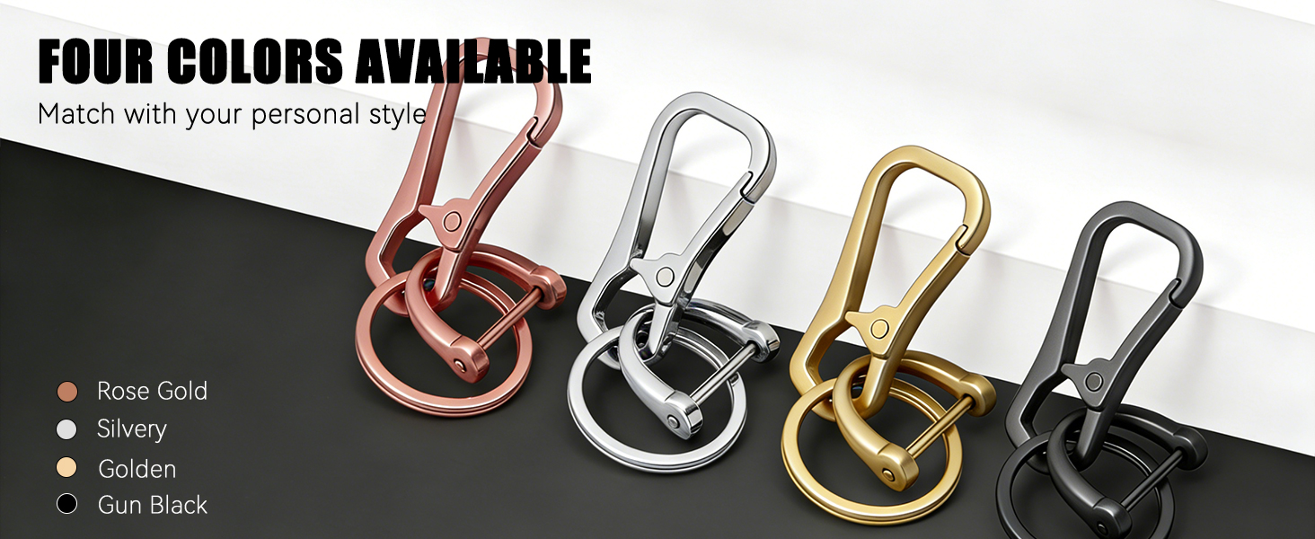 Heavy Duty Metal Keychain Clip, 4 Colors: Rose Gold/Silver/Gold/Gun Black, For Various Options.