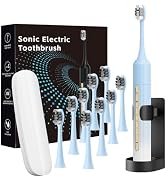 Lumivoid Sonic Electric Toothbrush for Adults & Kids - 10 Brush Heads, 30-Day Battery, 5 Modes, 2...