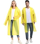 Rain Ponchos for Adults Reusable - Borogo 2Pcs Raincoats Emergency Survival with Hoods and Sleeve...