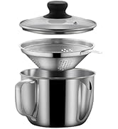 Hapivida Bacon Grease Container with Strainer, 1L Stainless Steel Oil Separator Saver with Fine M...