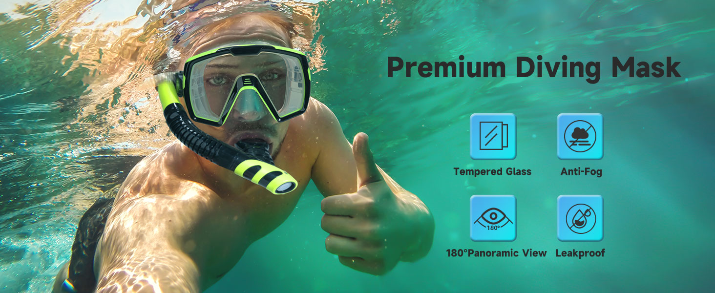 snorkel mask;snorkel;snorkel set;snorkeling gear for adults;snorkeling mask;diving goggles