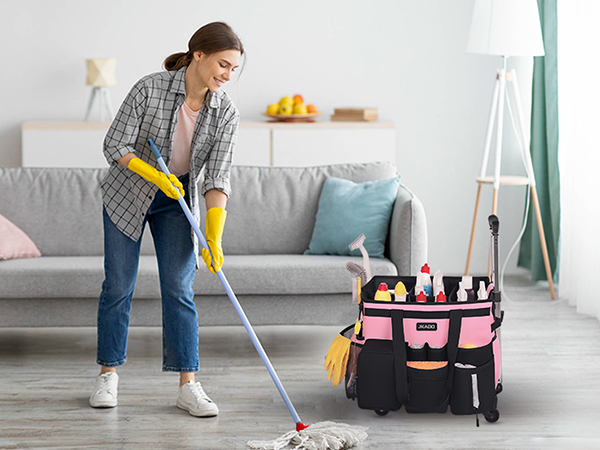 Large Rolling Cleaning Caddy Bag