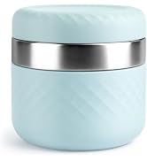 Cafezi 24 oz Insulated Food Jar, Stainless Steel Lunch Container, Mint | 18/8 Stainless Steel, Le...