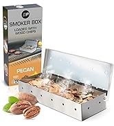 Kitchen perfection Smoker Box Filled with Pecan Wood Chips -Top Grill Smoker Box,Adds Delicious S...