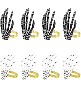 HOBBIESAY 8Pcs 2 Colors Halloween Skeleton Hand Plastic Napkin Rings Handmade Ghost Hand with All...