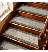 Stair Treads for Wooden Steps Indoor, Non Slip Carpet Stair Treads 9x28 in, Soft Polyester Stair ...