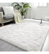 FlyDOIT Large Area Rugs for Living Room, 4x6 Feet Ivory Shaggy Rug Fluffy Throw Carpets, Ultra So...