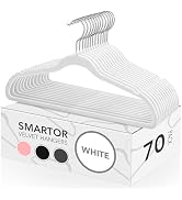Smartor Velvet Hangers 70 Pack, White Non Slip Clothes Felt Hanger Heavy Duty for Coat, Premium S...