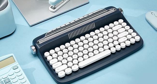 YUNZII ACTTO B303 Wireless Typewriter Keyboard, Retro Bluetooth Aesthetic Keyboard