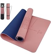 Yoga Mat Non Slip TPE Extra Wide Yoga Mat with Alignment Mark, 72"L x 32"W x 0.32"/0.24"Th (183cm...