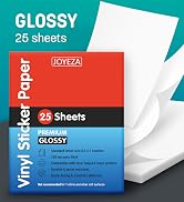 JOYEZA Premium Printable Vinyl Sticker Paper for Inkjet Printer - 25 Sheets Glossy White Waterpro...