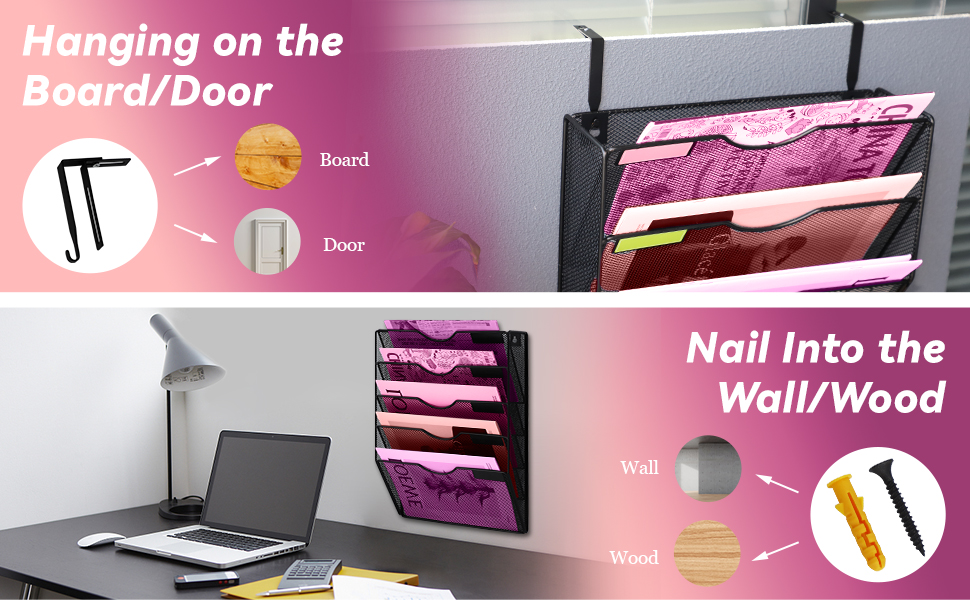 hanging wall file holder for papers