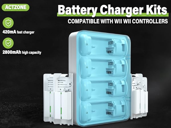 battery charger kit compatible with wii u remote controllers