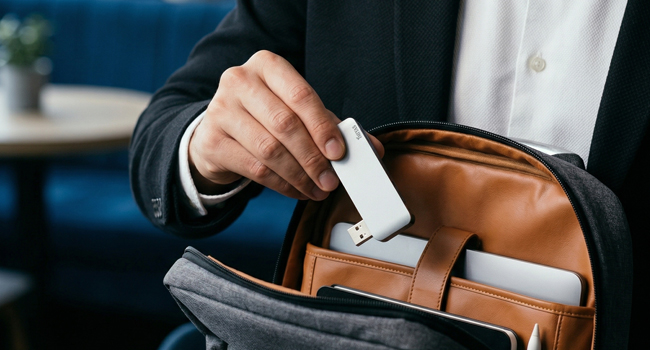The compact form factor makes it ideal for both desktop use and travel. LED indicators