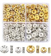 345PCS Rondelle Spacer Beads for Jewelry Making, 6mm, 8mm Rhinestone Spacer Beads for Beaded Pens...