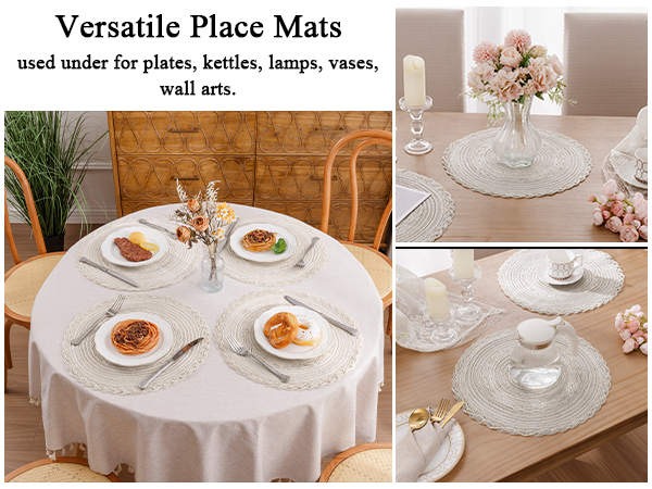 boho farmhouse natural placemats for dining tables party bridal baby shower tea party table decor