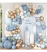 Ouddy Life 136Pcs Dusty Baby Blue Balloons Arch Garland Kit Different Size | 18 12 10 5 inch Blue...