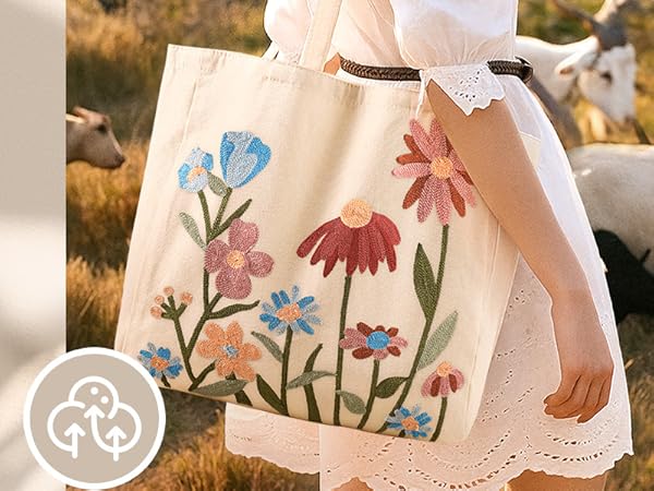 Miss Adola Embroidery Canvas Tote Bag for Women