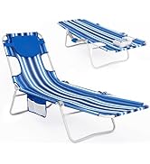 #WEJOY Folding Tanning Chair with Face Hole, 5 Positions Face Down Beach Lounge Chairs with Pillo...
