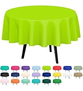 QIKSION 2 Pack Lime Green Plastic Tablecloth Disposable Circle Table Covers Green Table Cloths fo...