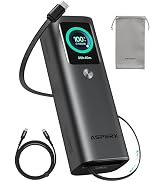 AsperX Laptop Power Bank, 165W 20,000mAh Retractable Cable Aluminum Unibody | TFT Display Portabl...