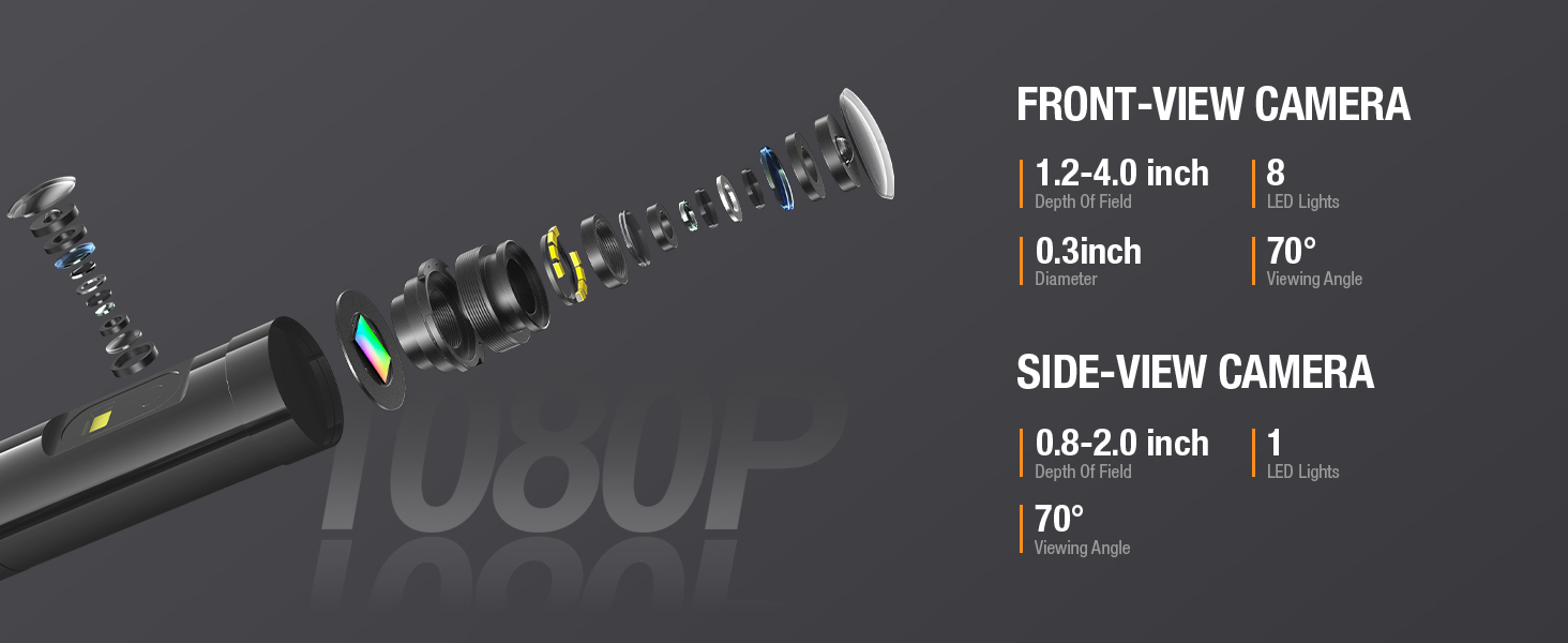 dual lens borescope inspection camera scope