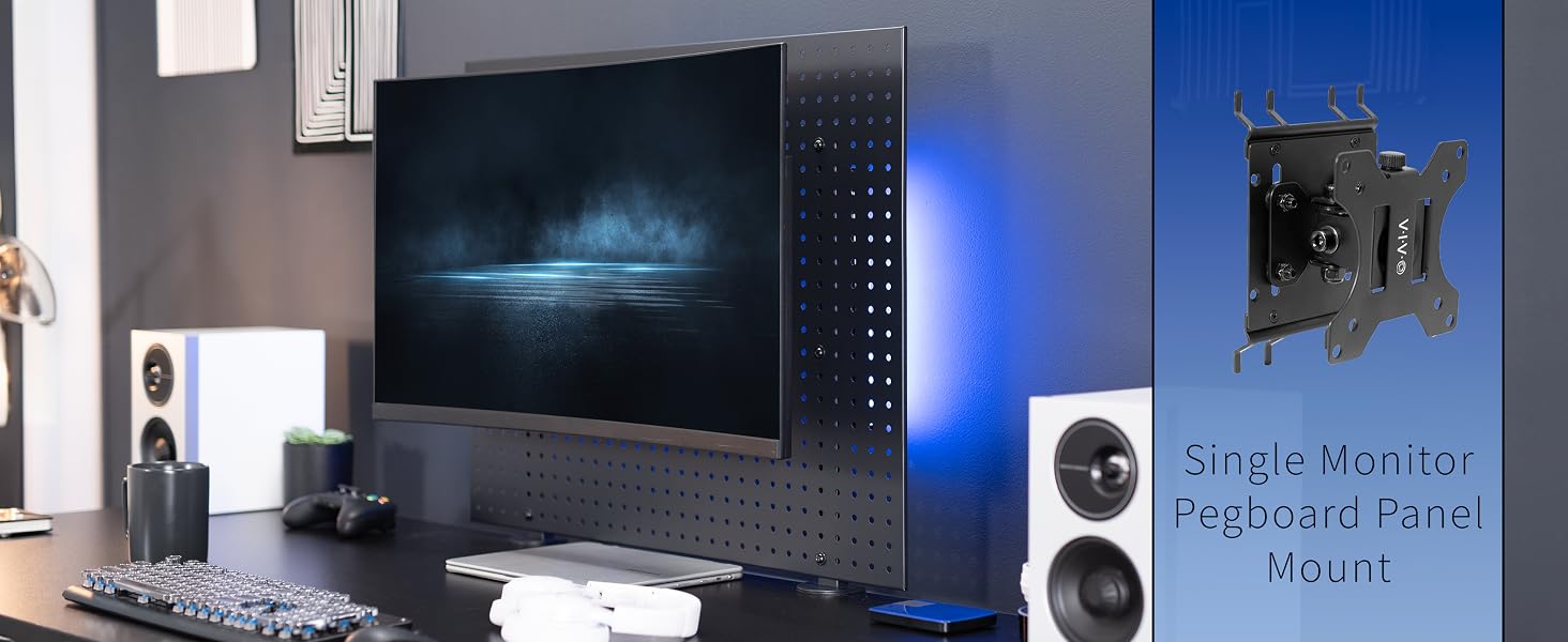 Single Monitor Pegboard Panel Mount