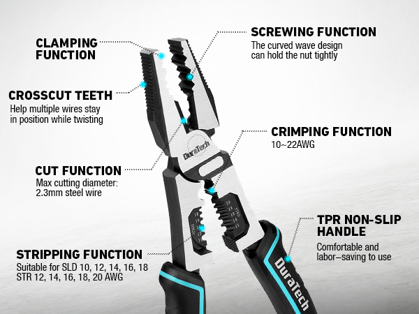 DURATECH 8.5 Inch Linesman Pliers