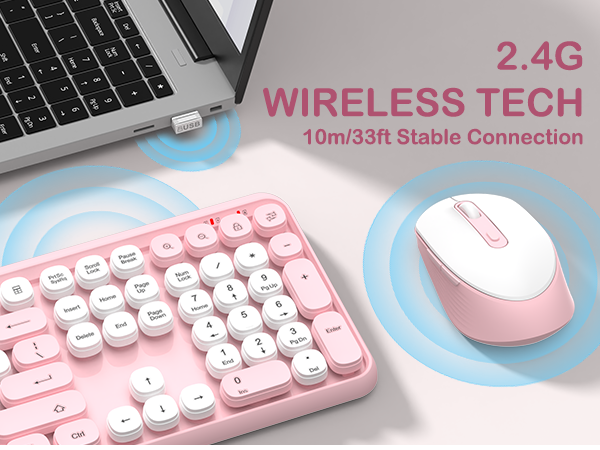 cute keyboard and mouse combo wireless-retro round keycaps