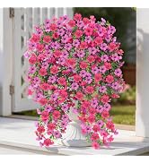 Doxcore Artificial Hanging Flowers for Outdoors, 6PCS Faux Silk Artificial Flowers for Outdoors, ...