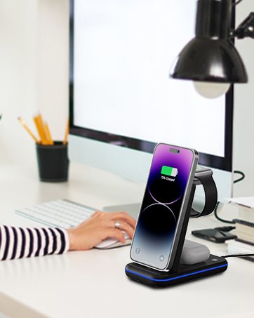 Wireless Charging Station, 3 in 1 Fast Wireless Charger