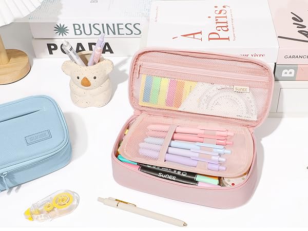 SUNEE Cute Pencil Case, Large Capacity Pencil Pouch, Big Storage Organizer for Stationery,