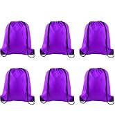 PLULON 6 Pcs Drawstring Bags Bulk Purple Drawstring Backpack String Backpack Cinch Sack Sport Gym...