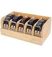 GTI Belt Organizer, 5 Compartments Belt Organizer for Closet and Drawer, Bamboo Display Case for ...