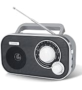 DreamSky AM FM Portable Radio Plug in Wall or Battery Operated | for Home & Outdoor, Strong Recep...