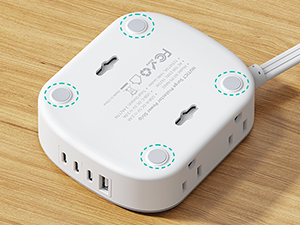 360° Rotating Flat Plug Power Strip