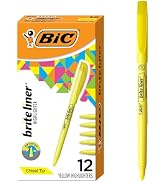 BIC Brite Liner Highlighters, Chisel Tip, 12-Count Pack of Yellow Highlighters, Ideal Highlighter...