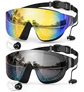 Zoomsnail Swim Goggles 2 Pack, Rimless Wide View Swimming Goggles for Adult, Anti-Fog UV Leaking ...