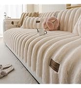 Huierxun Fuzzy Rabbit Plush Sofa Cover Thick Soft Fur Sectional Couch Cover Furry Fluffy Cushion ...