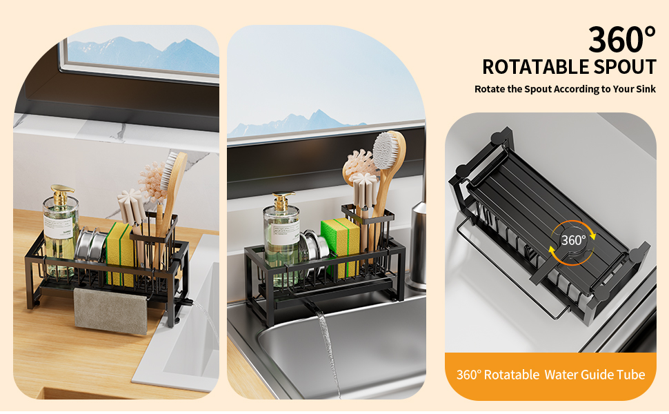 Metal kitchen sink organizer for sponges brushes