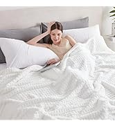 Serenhom Soft Cozy Fuzzy Fleece Throw Blanket, Waffle Ivory White, 50x60 Inches – Lightweight, Fl...