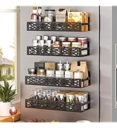 DTUQYX 4 Pack Magnetic Spice Rack for Refrigerator, Heavy Duty Metal Magnetic Fridge Spice Rack O...