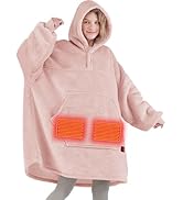 Degrees of Comfort Pink Heated Wearable Blanket, Cordless Heating Hoodie for Women, Blush